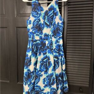 Periwinkle Floral Dress - Blue and White